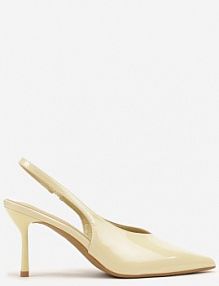 Żółte Lakierowane sandały na Szpilce Typu Slingback Addoxie ideal