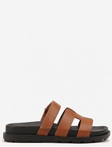 Brązowe klapki Ozdobione Wycięciami Fenelissa fashion damskie