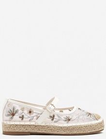 Białe espadryle z Siateczki na Plecionej Podeszwie Zdobione Haftem Evelritia marquiiz damskie