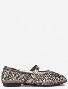 Srebrne Siateczkowe Balerinki z Paskiem z Błyszczącymi Cyrkoniami Lisabia Renee