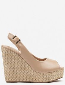 Beżowe sandały na Platformie i Koturnie z Plecionką Eviliora ciaodeo