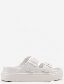 Białe klapki Ozdobione Klamrami Grattia modern world damskie