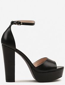 Czarne sandały na Słupkowym obcasie z Zapięciem na Klamerkę natisene ciaodeo