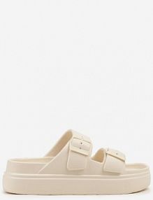 Beżowe klapki Ozdobione Klamrami Grattia modern world damskie