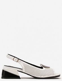 Białe sandały Vices na Słupkowym obcasie z Ażurową Cholewką z Aplikacją Idamines Renee