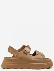 Ciemnobeżowe sandały na Platformie z Paskiem na Pięcie Sarafira Renee damskie