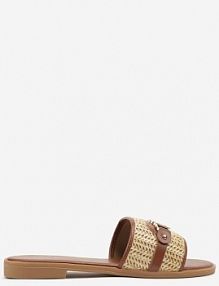 Brązowe Plecione klapki Zdobione Paskiem z Metaliczną Aplikacją Galaselia next step damskie