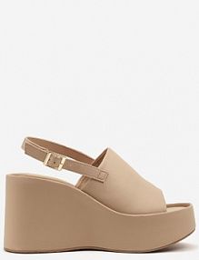 Beżowe sandały na Koturnie Zapinane na Sprzączkę Idavira ciaodeo