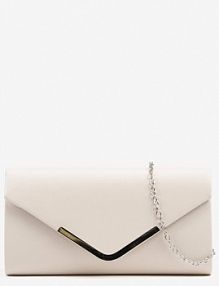 Biała Torebka kopertówka z Dodatkowym Łańcuszkiem Zdobiona Aplikacją Fleanna Renee