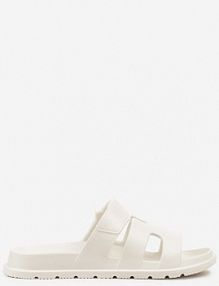 Białe klapki z Pianki Zdobione Geometrycznymi Wycięciami Flenirae modern world damskie