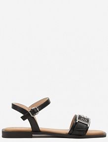 Czarne sandały z Kwadratowym Noskiem i Zdobieniem z Klamerką Sarllevia c'm paris damskie