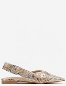 Złote Wężowe sandały Typu Slingback Ozdobione Klamrą Banelias ideal damskie