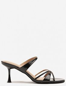 Czarne klapki na Szpilce z Ozdobnymi Paskami Pilliera marquiiz