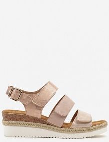 Różowe sandały na Koturnie z Plecionką Zapinane na Rzepy Fanelina Renee