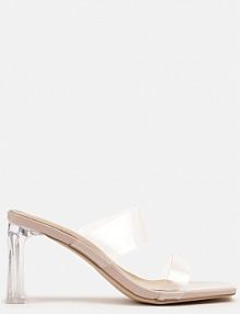 Beżowe Przezroczyste klapki na Słupku Zenretia Renee