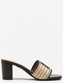 Czarne klapki na Słupku Ozdobione Geometryczną Aplikacją Mevillane Renee