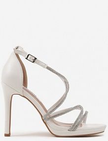Białe sandały Szpilki z Paseczkami Ozdobionymi Cyrkoniami Eladriela ciaodeo
