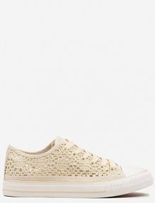 Beżowe trampki z Krótką Ażurową Cholewką Paerina Renee damskie