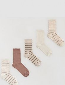 Długie skarpetki z wiskozą 5 pack Reserved beżowe damskie 001FB-08X