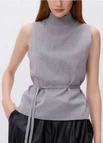 Dzianinowy top z wiązaniem Reserved szary damski 017GH-09M