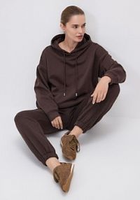 Bawełniana bluza z kapturem Reserved brązowa damska 023HV-89X