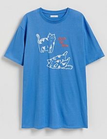 Koszula nocna z nadrukiem Reserved niebieska 031EY-55X