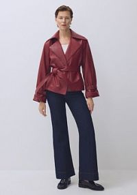 Skórzana kurtka z kołnierzem Reserved czerwona damska 039GR-33X