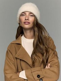Czapka z wełną alpaki Reserved biała damska 039IJ-00X