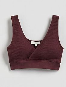 Bezszwowy top w stylu sportowym Reserved brązowy damski 074GT-88X