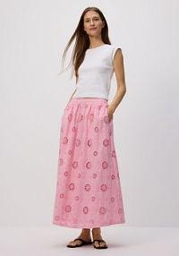 Haftowana spódnica midi Reserved różowa 085GG-30X