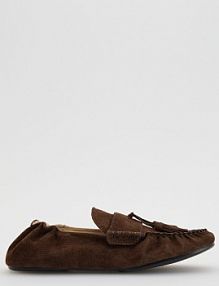 Zamszowe loafersy Reserved brązowe 106FF-89X