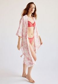 Wzorzysty szlafrok z wiskozy Reserved różowy damski 108EY-03X