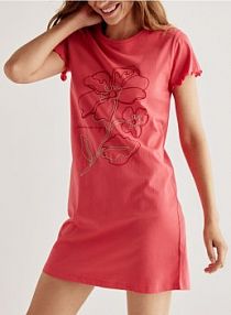 Koszula nocna z haftem Reserved czerwona 112EY-33X