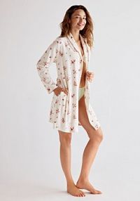 Wzorzysty szlafrok z paskiem Reserved biały damski 122EY-01X