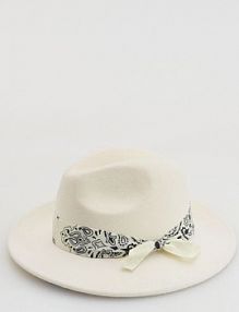 Wełniany kapelusz z paskiem Reserved biały damski 143FD-01X