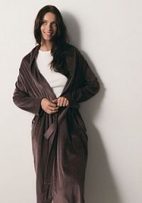 Szlafrok z paskiem Reserved brązowy damski 175EY-89X