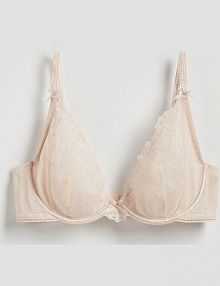 Siateczkowy biustonosz z haftem Reserved beżowy 177EZ-02X