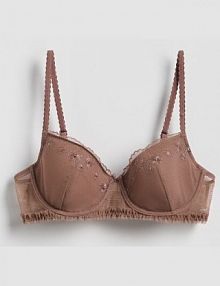 Biustonosz spacer cup z haftem Reserved brązowy 197EZ-82X