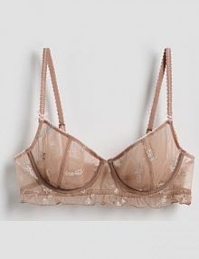 Siateczkowy biustonosz z haftem Reserved brązowy 199EZ-82X