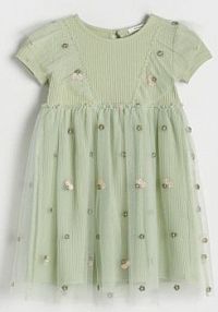 Sukienka z tiulowym dołem Reserved zielona 253DA-70X