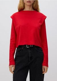 Longsleeve z poduszkami na ramionach Reserved czerwony damski 257HS-33X