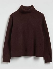 Wełniany sweter z golfem Reserved brązowy damski 265HI-89X