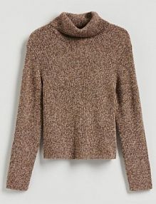 Sweter z golfem Reserved brązowy damski 277HM-88M