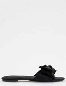 Klapki z kokardą Reserved czarne damskie 292CR-99X