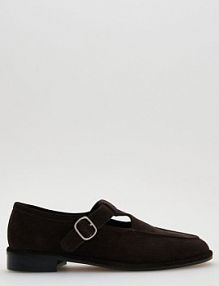 Zamszowe loafersy z klamrą Reserved brązowe 293GX-89X