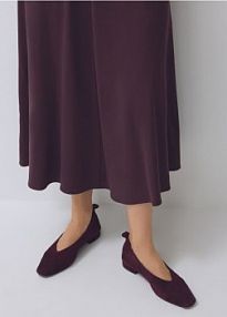 Zamszowe baleriny z marszczeniem Reserved brązowe 294GX-93X