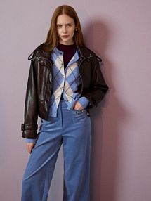 Kurtka z imitacji skóry Reserved brązowa damska 320HL-89X