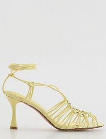 Sandały na obcasie z koralikami Reserved żółte 345GA-10X
