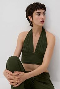 Krótki top halter Reserved zielony damski 349GU-97X