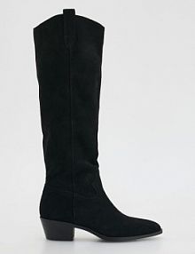 Zamszowe kozaki Reserved czarne damskie 384FF-99X